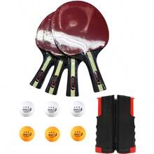 1 Set Table Tennis Racket Set (Includes Table Tennis Balls), 4 Long Handle Rackets, Training And Leisure Racket Combination, Suitable For Indoor Or Outdoor Table Tennis Rackets And Accessories - Multicolor - View 16