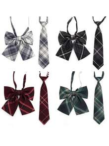 Set Dasi Kupu-Kupu Bergaris Klasik Seragam JK Wanita (2pcs/Set), Dasi Gaya Inggris untuk Siswa Remaja, Cocok untuk Dipakai di Kampus, Gaya Natal - beraneka warna - View 1