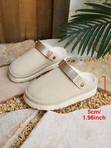 Solid Cream Off White Two-Way Birken Mules Forest Gentle Foot Slimming Office Casual Outdoor Platform Slip On Clogs - Beige - View 8