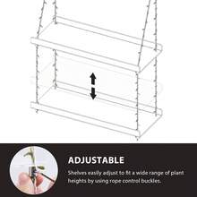Acrylic Window Boxes Window Plant Shelves 2 Tier - Clear Hanging Shelf Indoor Jute Twine Adjustable Plant Holder For Window Wall Living - ColorA - View 4