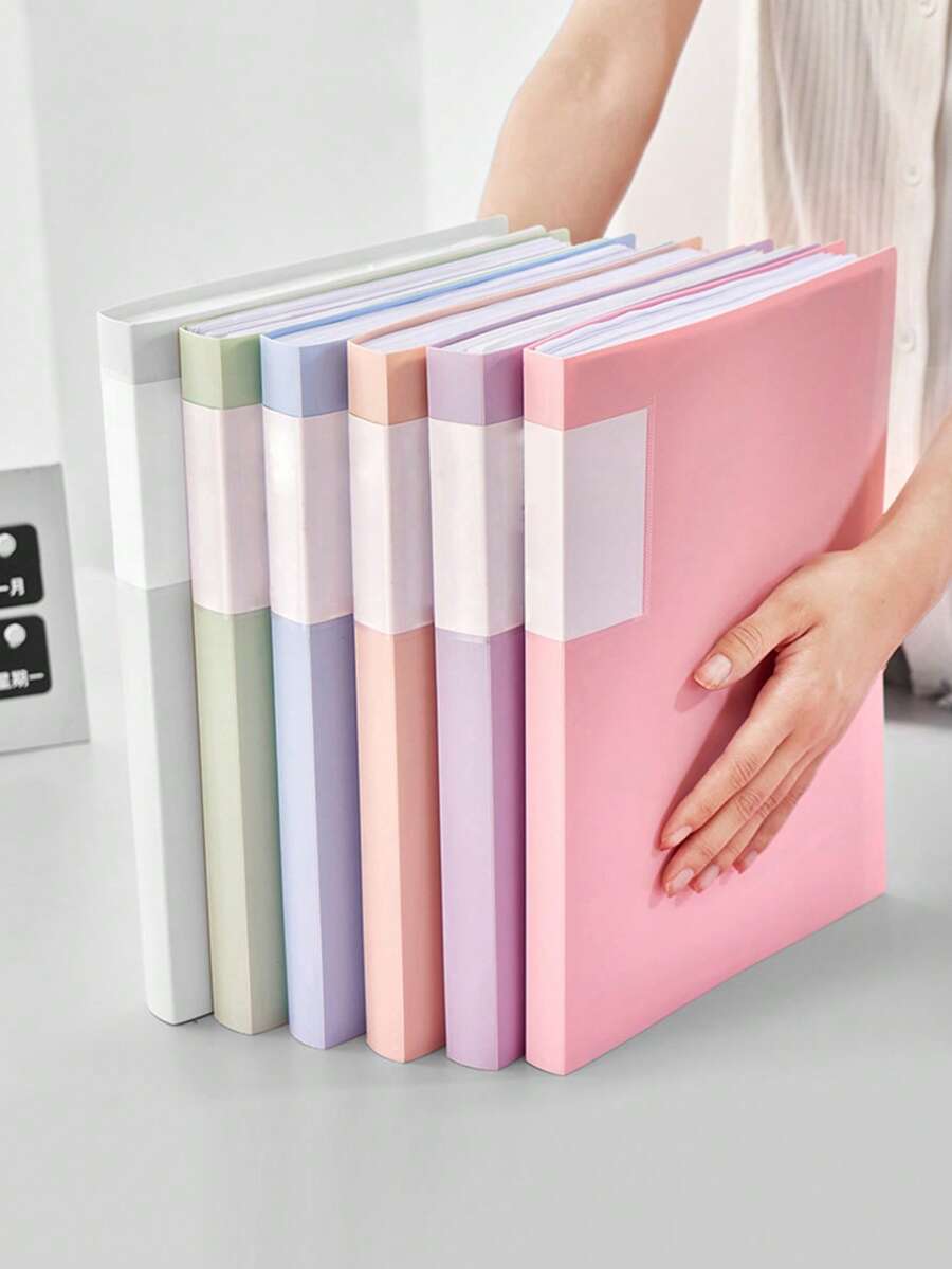 A4 Transparent Pocket Folder 30-Page Snap Closure Student Exam Paper Storage Bag Music Score Sheet Organizer Award Certificate Collection Binder Office Document File Holder Loose-Leaf Binder - Single Piece - View 1