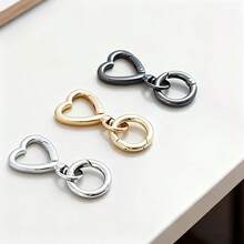 Gold Silver Black 3-Color Heart-Shaped Metal Keychains With Rotating Clasp For DIY Key Ring, Key Chain Hook, Lanyard Making, Wallet Making, Suitable For Men And Women Key Organizer - Multicolor - View 12