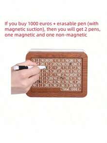 2pcs Money Box Set (1 Money Box + 1 Marker Pen) 1000/3000/10000 Euro Savings Box, 3 Sizes Available, Wooden Reusable Money Vault, Kids Challenge Savings Box, High-Quality Wooden With Number Counter, Can Store Coins And Banknotes, Perfect Gift For Friends And Family, Suitable For Thanksgiving And All Occasions - Piggy Bank - View 10