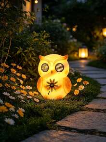 1pc Solar Powered Outdoor Rabbit/Owl Lawn Light, Waterproof Garden Landscape LED Decorative Light - Multicolor - View 2