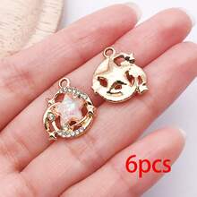 6/10 piezas Colgantes de estrella de resina con purpurina iridiscente e incrustaciones de strass en forma de luna, hallazgos para hacer joyas DIY para pulseras, collares y pendientes - Estrella - Ver 13