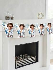 8/16/24pc Custom Lab Coat Scientist Photo Bunting Banner, Personalized Upload Image Science Bnner ,Hanging Flag For Science Theme Party Indoor Wall Backdrop Table Decor Supplies,Personalized Gifts - Multicolor - View 5