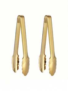1/2 Gold Tongs, Salad Tongs, Buffet Tongs, Non-Slip Easy Grip Gold Buffet Tongs, Salad Tongs, Bread Tongs, Dessert Tongs, Oven Tongs, Gold Buffet Tongs, Metal Kitchen Tongs, Suitable For Steak, Appetizers, Snacks And Small Portions Of Food - Multicolor - View 4