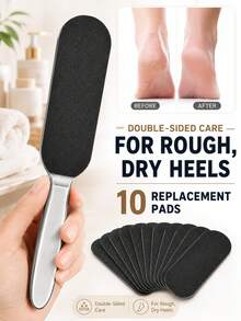 Stainless Steel Foot Callus Remover With 10 Replacement Pads, Professional Foot Care Tool For Removing Dead Skin And Calluses, Includes Electric Foot Grinder Accessory And Manual Foot Scraper, Smooths Feet In Seconds, Suitable For Home Foot Spa, Beauty Salon And Travel, Ideal For Diabetic Patients, Athletes And Elderly Foot Care, Perfect Gift For Mother's Day And Valentine's Day - Multicolor - View 1