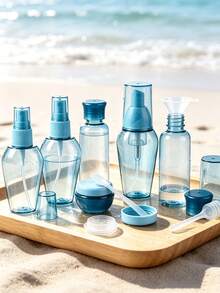 Portable Travel Toiletry Refill Bottle Set, Multi-Size Spray Lotion Cream Empty Bottles, Includes Full Set Of Refill Tools, Travel Skincare Refill Containers - A - View 2