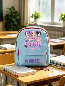 Personalized Back To School Backpack, Casual Versatile Music Idol Theme Print, Zipper Closure Nylon Material, Adjustable Shoulder Straps, Hand-Carry, Dancing, Shopping, Outdoor Trips, Birthday Gift, Aesthetic, Fandom-Core, Concert Essentials - Multicolor - View 9