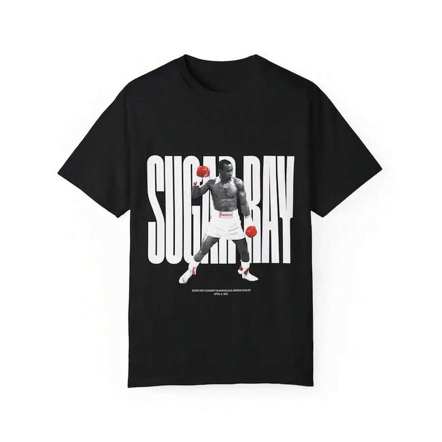 Camiseta de Sugar Ray Leonard vs. Marvin Hagler 1987 | Camiseta Leyendas del Boxeo - Negro - Ver 1