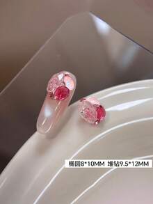 5 buah Hiasan Kuku Rhinestone Telur Merpati Bunga Es, Warna Permen Musim Panas, Bola Rhinestone Es Hancur Oval Tanpa Dasar - MultiWarna - View 9