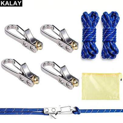 Bộ dây thừng KALAY kèm con lăn tăng đai và khóa cài, phù hợp cho cắm trại, chèo thuyền và các hoạt động ngoài trời