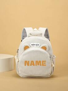 1pc Mini Personalized Back To School Cute Bear Backpack, Simple Casual Design, Zipper Closure, Nylon Material, Adjustable Shoulder Straps, Hand-Carry, Suitable For School, Shopping, Daily Outings, Outdoor Trips. Birthday Gift. - Striped Fleece 2501 - View 14