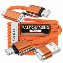 Tzlrxl Universal 4-In-1 Interchangeable Charging Cable, Fast Charging Multi-Port Data Cable, Durable Braided Nylon Wire, Suitable For Multiple Devices, Multiple Colors - Orange - View 10