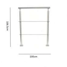 100cm Stainless Steel Handrail Railing, Silver Stair Railing With Fences, Freestanding Flexible Exterior Stair Railing For Staircases, Attics - Silver - View 2