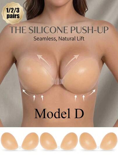 1/2/3 PairsFront Closure Silicone Adhesive Bra, Wireless Push-Up Pasties, Gentle Low Adhesive, Size Runs Small, Ideal For Wedding Dresses