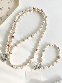 1 Buah Tali Panjang Selempang Mutiara Cangkang Cokelat Elegan, Cocok untuk Casing Ponsel, Gelang Pendek Multifungsi, Rantai Ponsel, Gaya Korea Serbaguna untuk Penggunaan Luar Ruangan, Kamera CCD Universal, Sabuk Bahu Samping Portabel, Anti-Hilang - MultiWarna - View 1
