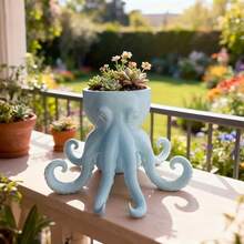 1pc 3D Printed Octopus Shaped Succulent Planter, Perfect Combination Of Ocean Elegance And Modern Minimalist Design, French Aesthetic Flower Pot, Office And Home Decor Desktop Ornament - A - View 3