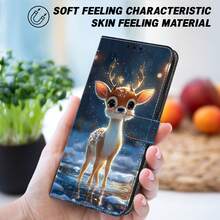 GLANDOTU Cute Winter Deer Print PU Leather Wallet Phone Case With Card Slots, Kickstand And Lanyard, Compatible With Multiple Phone Brands And Models - Multicolor - View 1