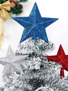 1pc Classic Shining Star Tree Top, Plastic Shining Star, Suitable For Festive Home And Party Decorations, Suitable For New Year, Winter Celebrations - No Power Required Best Gifts Birthday Christmas Decorations Home Christmas Gifts Christmas Decor - Multicolor - View 2