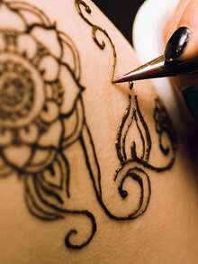 3pcs/Set Chestnut Henna Tattoo Cream With Storage Box, Semi-Permanent Body Painting Ink For Wrist And Body, Long-Lasting Color Retention, Plant-Based Tattoo Ink - Maroon - View 4