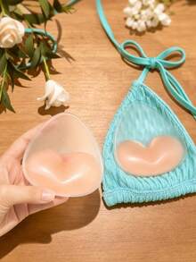 Clear Silicone Push Up Chest Inserts, Heart Shaped Thick Bust Liner, Daily Bra Camisole Removable Pads.Bikini Swimsuit, Triangle Bathing Suit, Beach Swimwear Replacement Padding - Multicolor - View 5