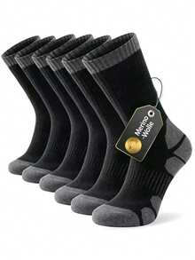 Ultra Thick Warm Merino Wool Socks For Men And Women, Lined Winter Hiking Boots Work Socks 3 Pairs - Black - View 1