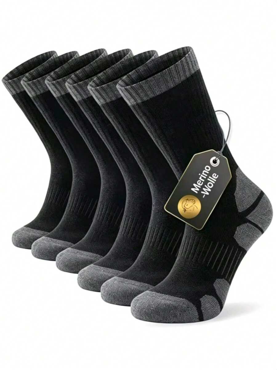 Ultra Thick Warm Merino Wool Socks For Men And Women, Lined Winter Hiking Boots Work Socks 3 Pairs - Black - View 1