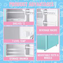 WANAI Mini Refrigerator With Top Freezer 43 Liter Dual Door Small Refrigerator With 7-Level Adjustable Thermostat For Office, Blue - US B Type Plug(110-127V) - View 2