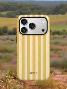 GIIPPA 1pc Warm Yellow Vertical Stripe Pattern Design, Phone 17 Pro Max Phone Case, Compatible With Phone 16 Pro Max, 15 Pro Max, 14 Pro Max, Korean High-End Fashion Fun Phone Case, Compatible With 11/12/13/14/15/16 Pro Max Plus, Elegant Design Suitable For Men And Women, Perfect Gift For Girlfriend On Christmas, Valentine's Day, Easter, Wedding Season And Birthday! - Yellow - View 6