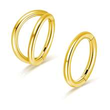 SHZYLN 2pcs/Set 316 Stainless Steel Nose Rings (Double Ring Design) Optional Sizes 18G/16G, Diameter 8mm-10mm; Can Be Used As Cartilage, Helix, Daith, Rook Earrings Or Septum Rings; Features Hinged Opening Design - 2 Pieces - View 13