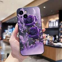 Fashionable Floral Pattern Phone Case Suitable For IPhone 17 16 15 14 13 12 11 Pro/Max/Plus Anti Drop And Shockproof Back Cover - Dark Blue - 查看 3