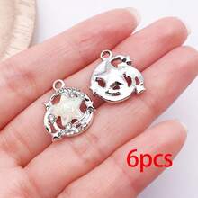 6/10 piezas Colgantes de estrella de resina con purpurina iridiscente e incrustaciones de strass en forma de luna, hallazgos para hacer joyas DIY para pulseras, collares y pendientes - Estrella - Ver 19