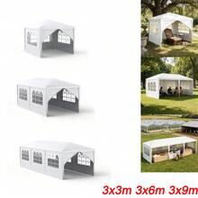 Steel Frame Party Tent For Garden & Outdoor Events, Assembly Canopy With Splash-Resistant PE Cover, Multiple Sizes & Colors Available, Modern Outdoor, White - White - View 1