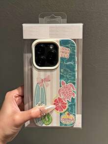 1件新款條紋衝浪板海龜可愛圖案 磨砂荔枝紋理 全鏡頭保護 TPU 時尚手機殼，適用於 Apple 11 12 13 14 15 16 17 Pro Max A56/55/54/53/52/51 S25/24/23/22/21 系列，防指紋保護殼 - 彩色 - 查看 4