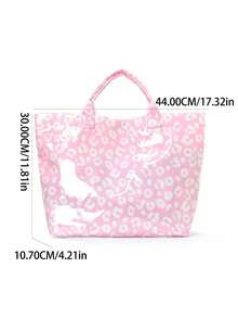 XD Fashionable Handbag, Leopard Print, Large Capacity, Can Hold Shopping And Travel Essentials, Magnetic Closure, With Inner Pocket, Foldable Portable Shopping Bag, Pool/Beach Bag, Gym Bag, Outdoor Bag, Toy Storage Bag - Multicolor - View 3