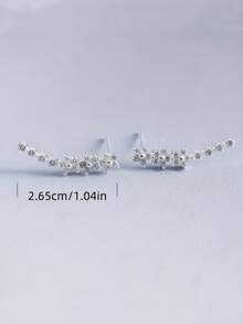 2pcs Elegant Style Ear Cuff Earrings Diamond Inlaid Minimalist Design Seven-Star Curved Ear Studs - A - View 6