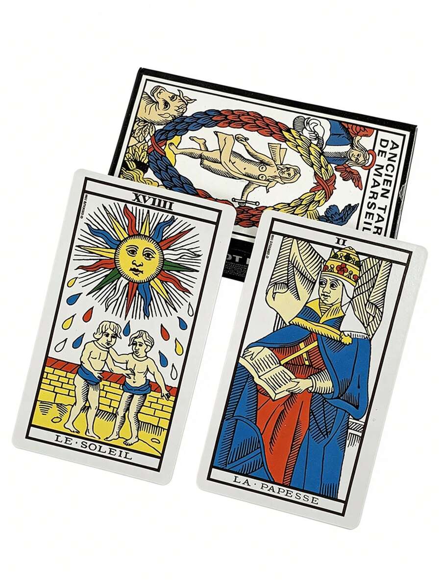 1 BoxTarot De Marsella 78 Cartas, Spanish Divination Tarot Cards Gold Black Includes A Beginner's Guide