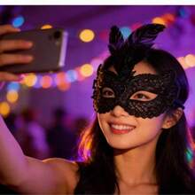 Women's Half Face Sexy Halloween Mask, Perfect Accessory For Masquerade, Party, Cosplay And Photo Shoot, Great Choice For Women's Evening Party Decor - Black - View 5