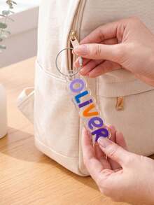 Personalized Colorful Keychain, Customized Name Tag Key Ring, Acrylic Text Gift, For Men And Women, Teacher's Day, Back To School, Birthday, Anniversary, Graduation, Christmas And Party Favors - Multicolor - View 4