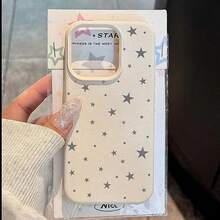 INS Gray Stars Phone Case For IPhone 15 14 13 12 17 Pro Max Air XS Max XR Plus 16e Shockproof Soft Cover For IPhone 16 Pro Max - T11062 黑色 - 查看 2