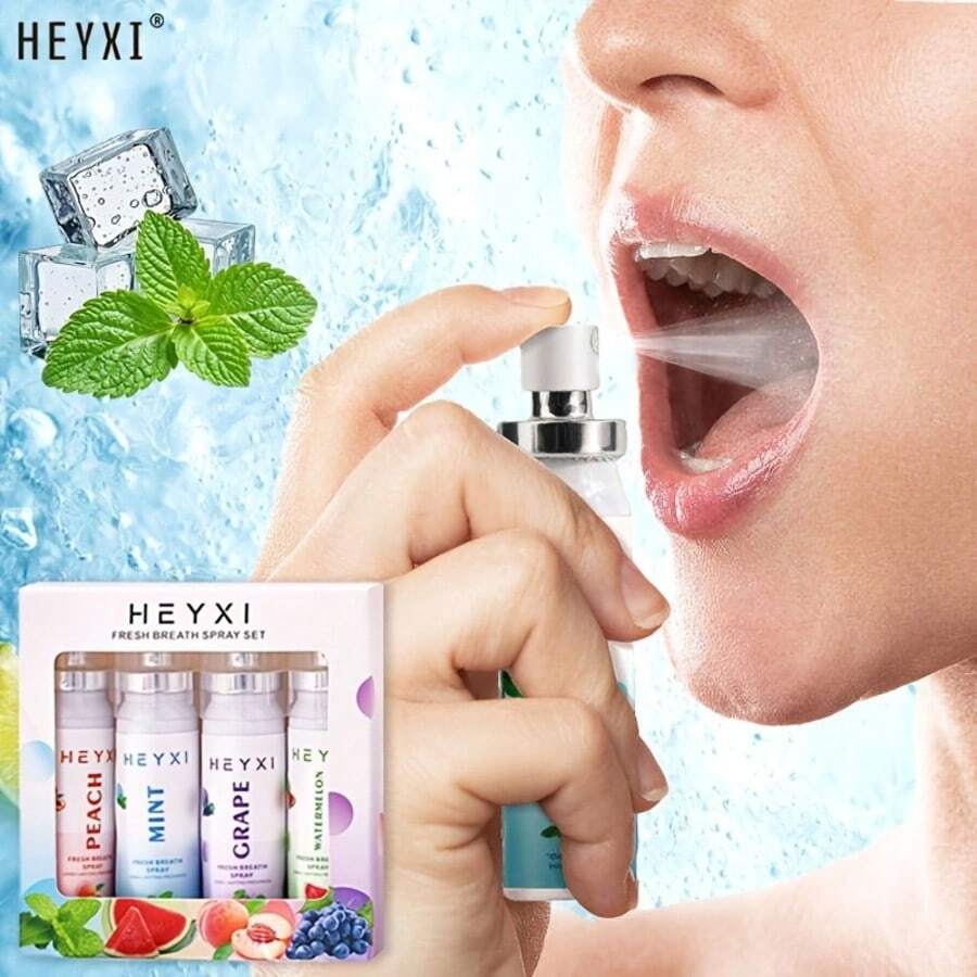 Portable Breath Spray Set 4pcs, Fresh Mint Mouth Spray, Fruit Flavor Oral Freshener, Pocket Size Breath Freshener For Travel, Work And Daily Use - Probiotics - View 1