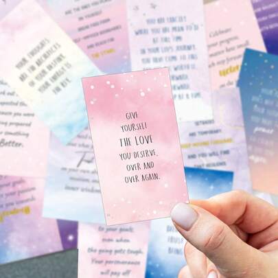 60pcs Inspirational Affirmation Cards, Positive Energy Encouragement Cards, Suitable For Daily Mindfulness, Motivational Cards For Employees, Friends And Family, Self-Love Cards For Women And Men, Thank You Cards