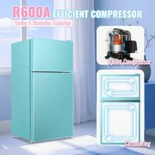WANAI Mini Refrigerator With Top Freezer 43 Liter Dual Door Small Refrigerator With 7-Level Adjustable Thermostat For Office, Blue - US B Type Plug(110-127V) - View 6