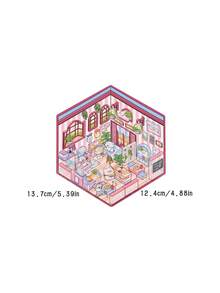 收納場景貼紙 迷你場景貼紙 3D房屋貼紙 手帳貼紙 免裁剪 DIY 手作 舒壓 - 彩色 - 查看 8