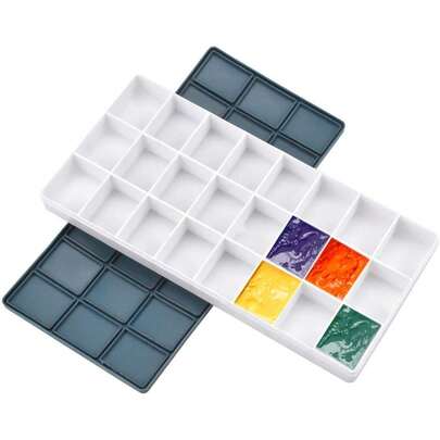 24 Paint Palette Plastic Paint Holder Watercolor Acrylic Paint Storage Travel Palette Tray With Rubber Lid Artists Students