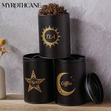 Myrothcane 3Pcs Star Moon Sun Pattern Airtight Storage Jar Large Capacity Food Container For Kitchen Coffee Tea Sugar Organization - Black - View 5