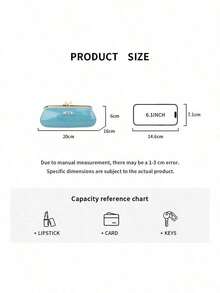 Miu Miu Light Blue Glossy Metal Clasp Makeup Storage Bag, Vintage Pearl Buckle Long Portable Design, Suitable For Home Vanity, Commute, Travel, Business Trip, Exquisite For Personal Use, Perfect Birthday Holiday Gift For Best Friend - Blue - View 5