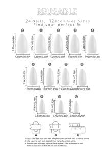 24pcs Colorful Press On Nails Bling Flash False Nails Fake Nails Medium Nails Press On Almond Shape Press On Nails Manicure Set Includes 1sheet Adhesive Tabs & 1pc Nail File Suitable For Everyday Wear - 彩色 - 查看 4